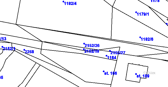 Parcela st. 2152/26 v KÚ Řetechov, Katastrální mapa