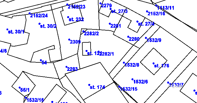 Parcela st. 2282/1 v KÚ Řetechov, Katastrální mapa