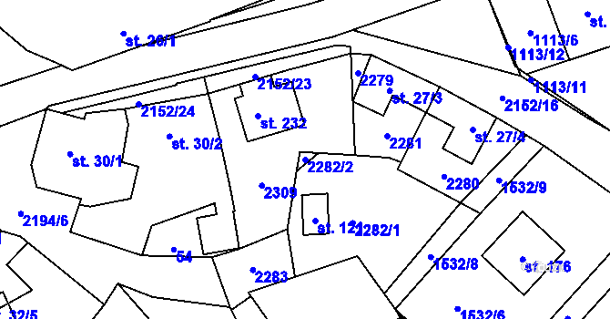 Parcela st. 2282/2 v KÚ Řetechov, Katastrální mapa