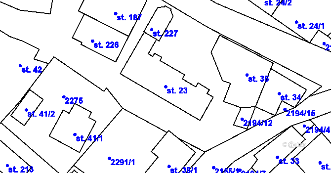 Parcela st. 23 v KÚ Řetechov, Katastrální mapa