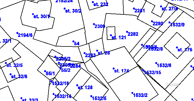 Parcela st. 28 v KÚ Řetechov, Katastrální mapa