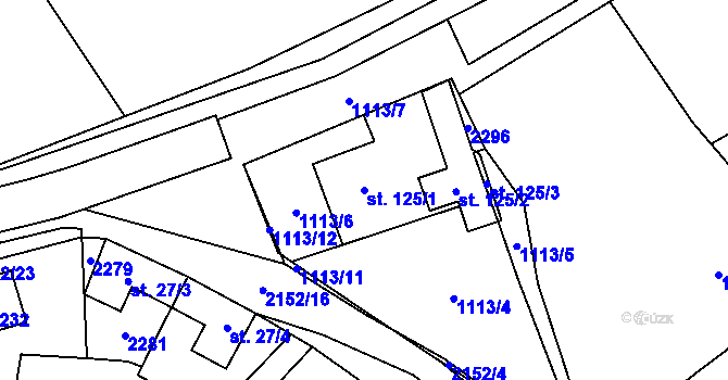 Parcela st. 125/1 v KÚ Řetechov, Katastrální mapa