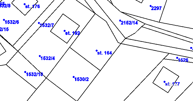 Parcela st. 164 v KÚ Řetechov, Katastrální mapa