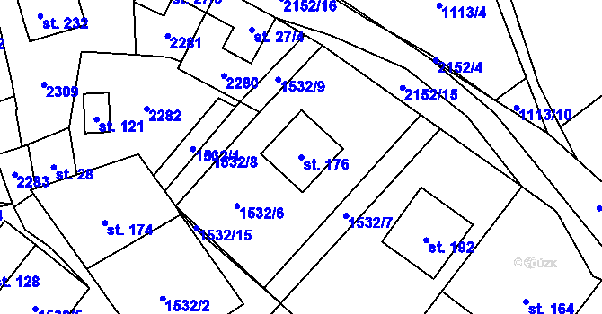 Parcela st. 176 v KÚ Řetechov, Katastrální mapa