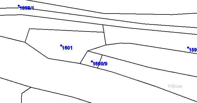 Parcela st. 1600/4 v KÚ Řetechov, Katastrální mapa