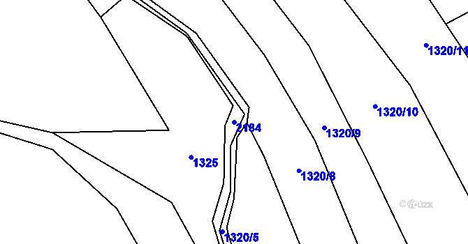 Parcela st. 2184 v KÚ Řetechov, Katastrální mapa