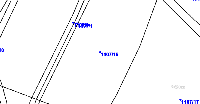 Parcela st. 1107/16 v KÚ Řetová, Katastrální mapa