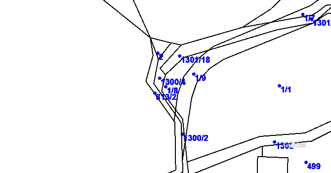 Parcela st. 1/8 v KÚ Řetová, Katastrální mapa
