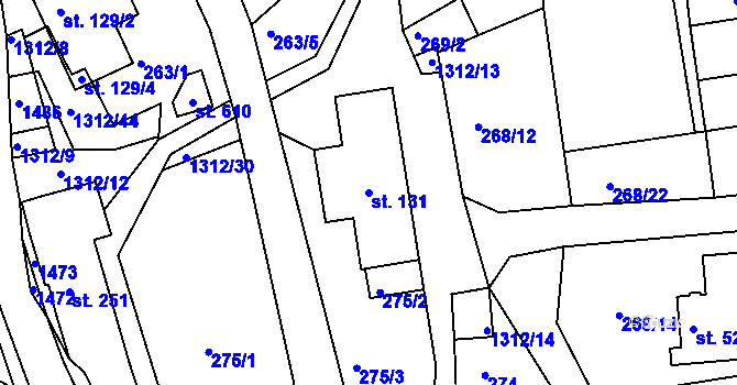 Parcela st. 131 v KÚ Řetová, Katastrální mapa