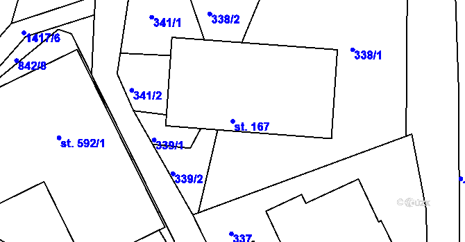 Parcela st. 167 v KÚ Řetová, Katastrální mapa
