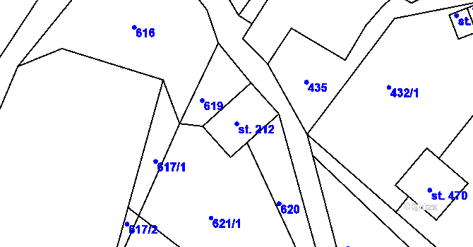 Parcela st. 212 v KÚ Řetová, Katastrální mapa