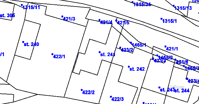 Parcela st. 241 v KÚ Řetová, Katastrální mapa