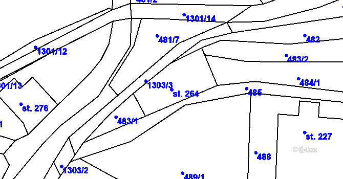 Parcela st. 264 v KÚ Řetová, Katastrální mapa