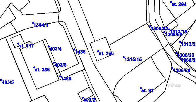Parcela st. 266 v KÚ Řetová, Katastrální mapa
