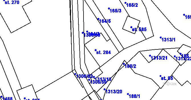 Parcela st. 284 v KÚ Řetová, Katastrální mapa