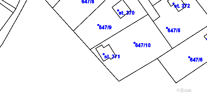 Parcela st. 371 v KÚ Řetová, Katastrální mapa