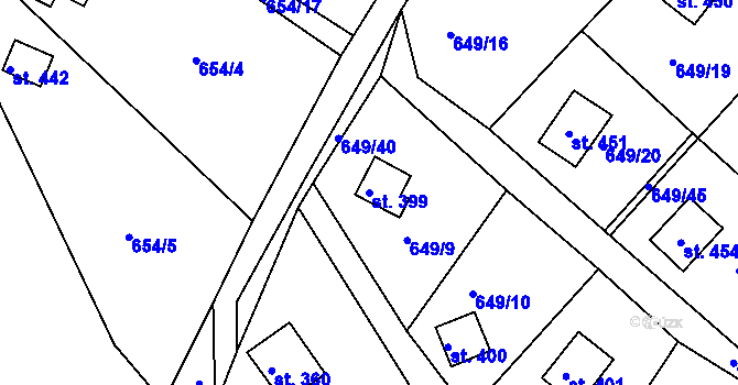 Parcela st. 399 v KÚ Řetová, Katastrální mapa
