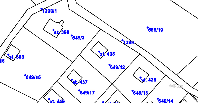 Parcela st. 435 v KÚ Řetová, Katastrální mapa