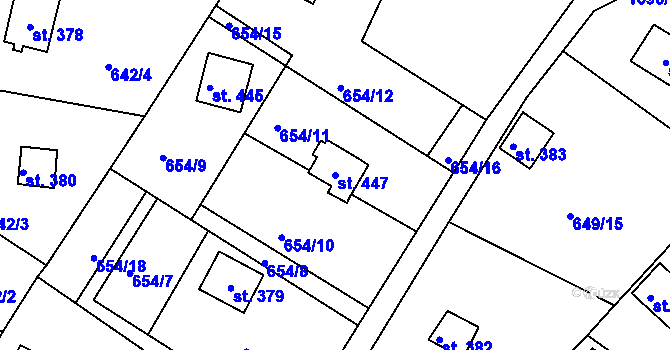 Parcela st. 447 v KÚ Řetová, Katastrální mapa