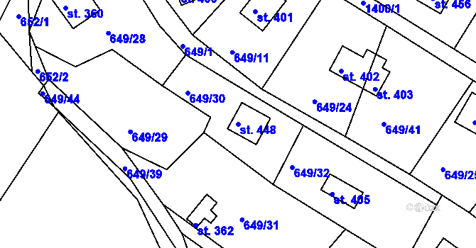 Parcela st. 448 v KÚ Řetová, Katastrální mapa