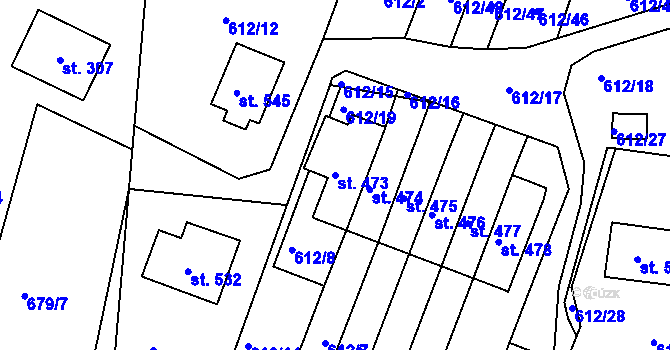 Parcela st. 473 v KÚ Řetová, Katastrální mapa