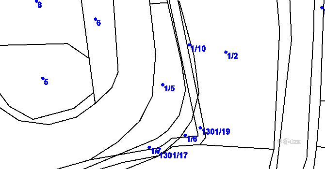 Parcela st. 1/5 v KÚ Řetová, Katastrální mapa