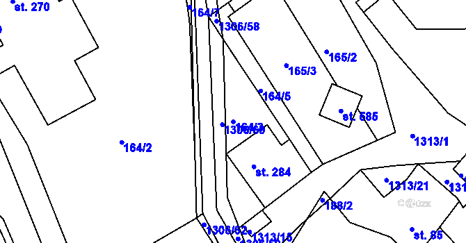 Parcela st. 164/3 v KÚ Řetová, Katastrální mapa