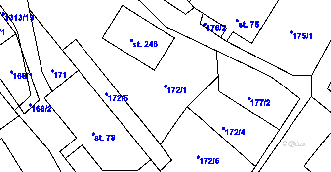 Parcela st. 172/1 v KÚ Řetová, Katastrální mapa