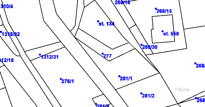 Parcela st. 277 v KÚ Řetová, Katastrální mapa
