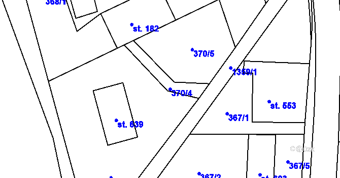 Parcela st. 370/4 v KÚ Řetová, Katastrální mapa