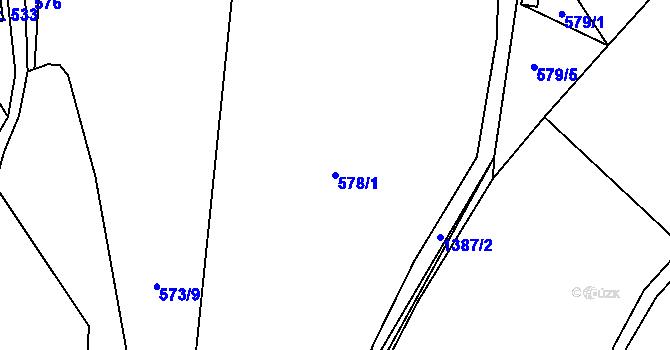 Parcela st. 578/1 v KÚ Řetová, Katastrální mapa