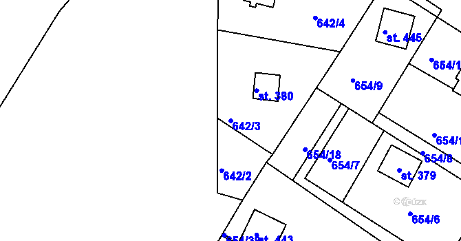 Parcela st. 642/3 v KÚ Řetová, Katastrální mapa