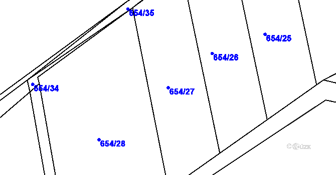Parcela st. 654/27 v KÚ Řetová, Katastrální mapa