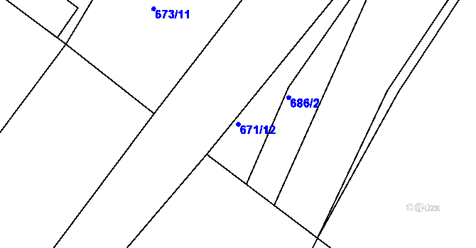 Parcela st. 671/12 v KÚ Řetová, Katastrální mapa
