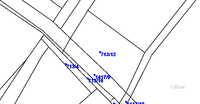 Parcela st. 713/12 v KÚ Řetová, Katastrální mapa