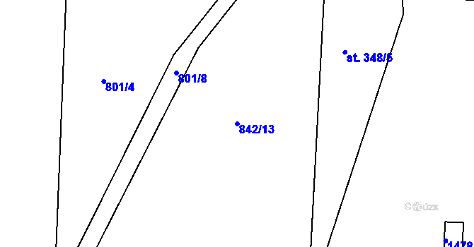 Parcela st. 842/13 v KÚ Řetová, Katastrální mapa