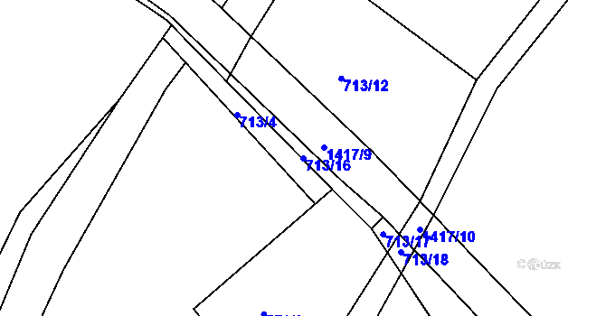 Parcela st. 713/16 v KÚ Řetová, Katastrální mapa