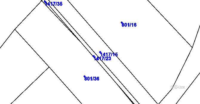 Parcela st. 1417/15 v KÚ Řetová, Katastrální mapa