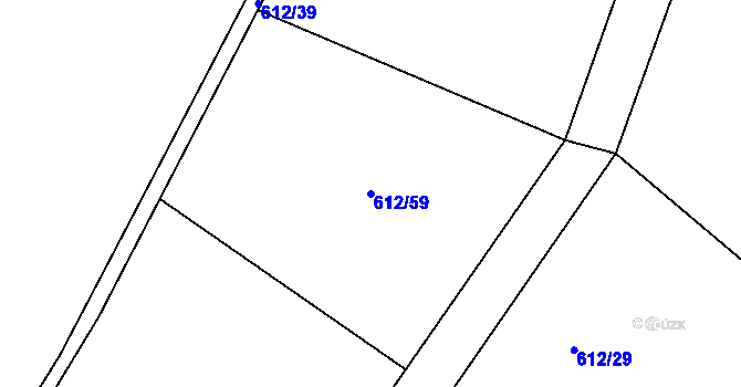 Parcela st. 612/59 v KÚ Řetová, Katastrální mapa