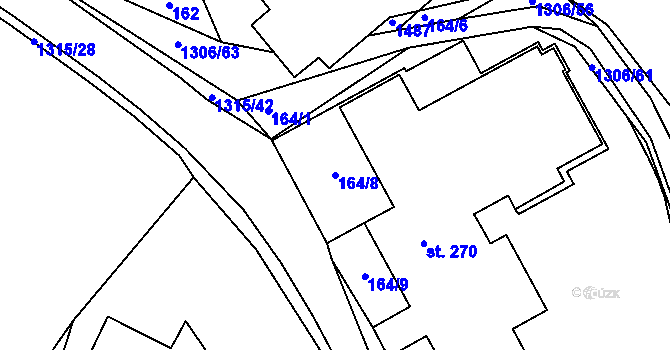 Parcela st. 164/8 v KÚ Řetová, Katastrální mapa