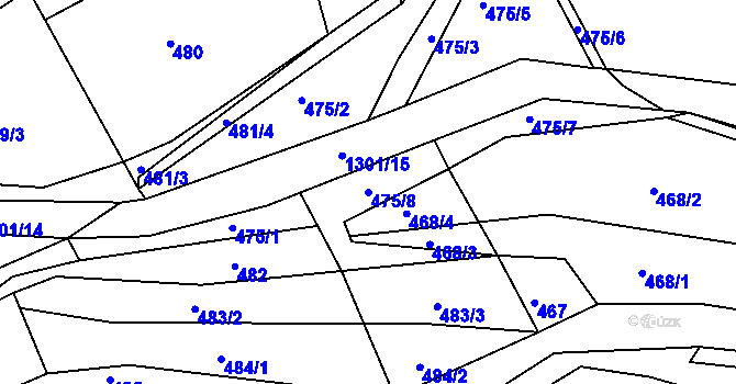 Parcela st. 475/8 v KÚ Řetová, Katastrální mapa