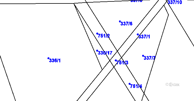 Parcela st. 330/17 v KÚ Řetůvka, Katastrální mapa