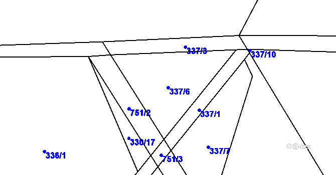 Parcela st. 337/6 v KÚ Řetůvka, Katastrální mapa