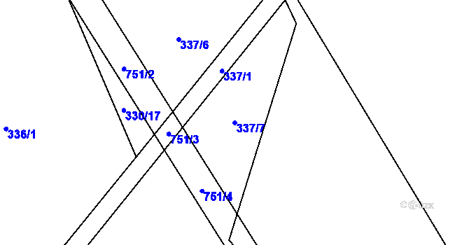 Parcela st. 337/7 v KÚ Řetůvka, Katastrální mapa