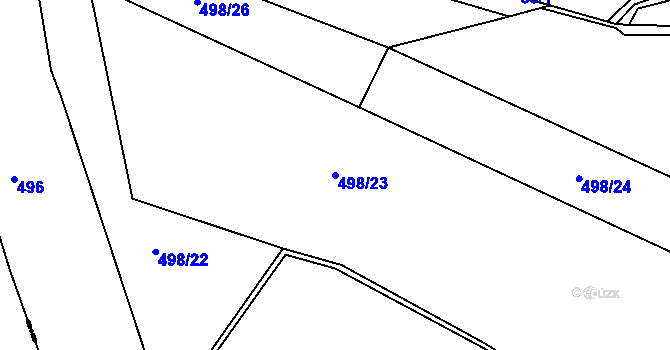 Parcela st. 498/23 v KÚ Řetůvka, Katastrální mapa