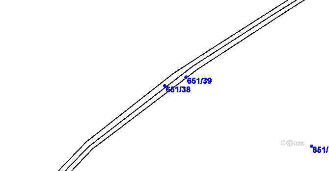 Parcela st. 651/38 v KÚ Řetůvka, Katastrální mapa