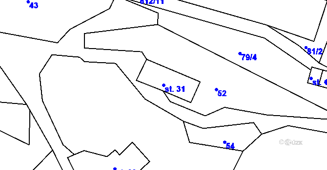 Parcela st. 31 v KÚ Řetůvka, Katastrální mapa