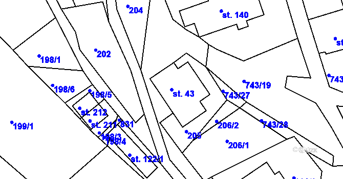 Parcela st. 43 v KÚ Řetůvka, Katastrální mapa