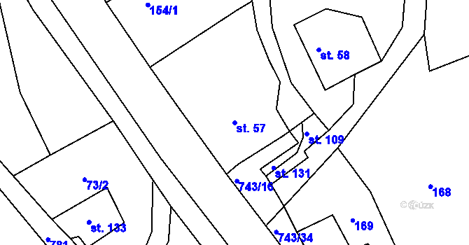 Parcela st. 57 v KÚ Řetůvka, Katastrální mapa