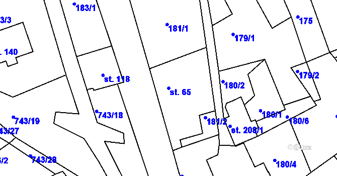Parcela st. 65 v KÚ Řetůvka, Katastrální mapa